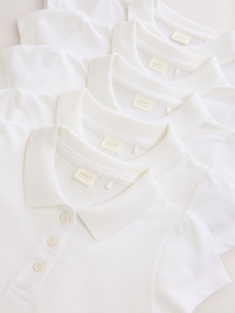 Wit - Set van 5 100% katoenen poloshirts met korte mouwen (3 - 16 jr) - Image 5 of 7