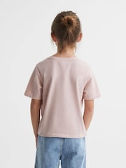 Reiss Pale Pink Bobbi Motif Crew Neck T-Shirt - Image 5 of 6