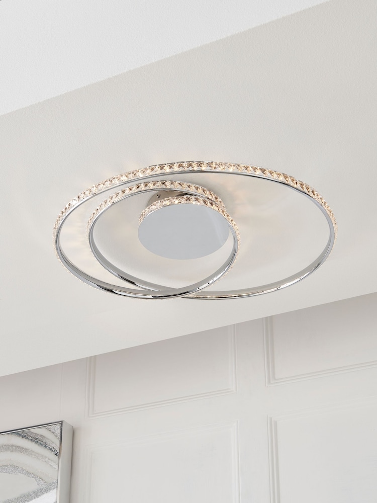Chrome Luna Flush Ceiling Light - Image 1 of 9