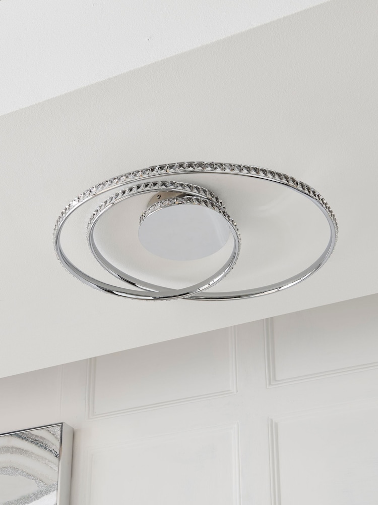 Chrome Luna Flush Ceiling Light - Image 2 of 9