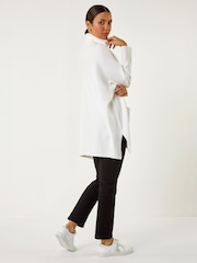 Roman White Sparkle Pocket Detail Poncho Jumper - Image 3 of 4