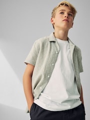 رمادي - Short Sleeves Textured Shirt (3-16yrs) - صورة 1 من 8