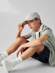 رمادي - Short Sleeves Textured Shirt (3-16yrs) - صورة 5 من 8