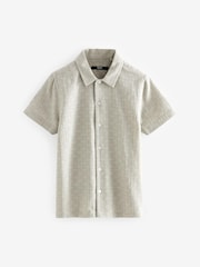 رمادي - Short Sleeves Textured Shirt (3-16yrs) - صورة 6 من 8