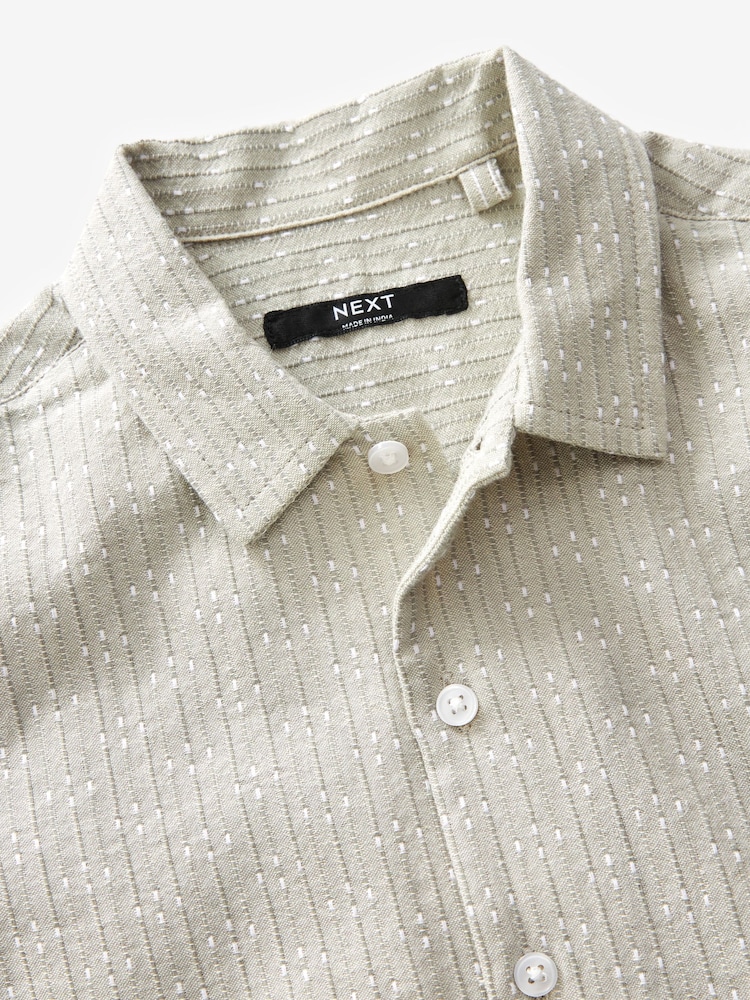 رمادي - Short Sleeves Textured Shirt (3-16yrs) - صورة 8 من 8