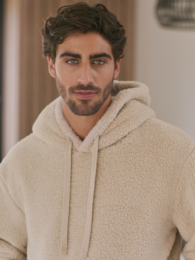 Cream Fleece Borg Overhead Hoodie - Image 1 of 1