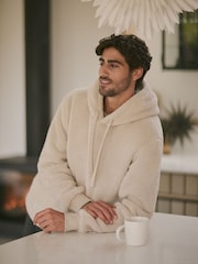 Cream Fleece Borg Overhead Hoodie - Image 5 of 9
