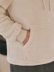 Cream Fleece Borg Overhead Hoodie - Image 6 of 9