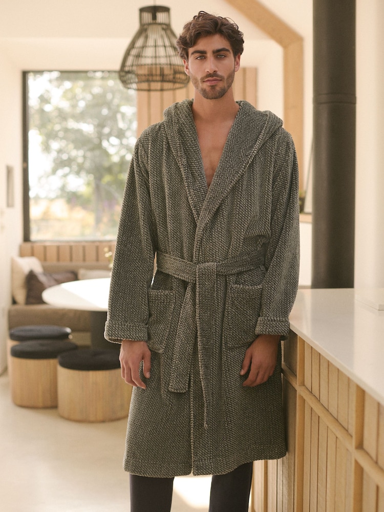 Blue Supersoft Hooded Dressing Gown - Image 1 of 10