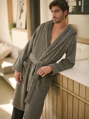Blue Supersoft Hooded Dressing Gown - Image 4 of 10