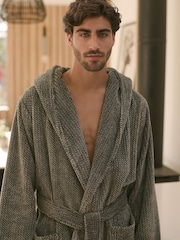 Blue Supersoft Hooded Dressing Gown - Image 5 of 10