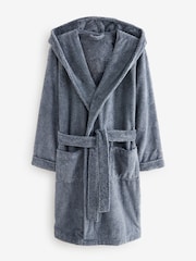 Blue Supersoft Hooded Dressing Gown - Image 7 of 10