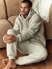 Stone Neutral Fleece Borg Lined Brushed Hoodie - Image 1 of 6