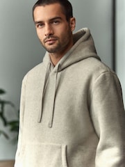 Stone Neutral Fleece Borg Lined Brushed Hoodie - Image 4 of 6