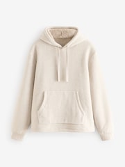 Stone Neutral Fleece Borg Lined Brushed Hoodie - Image 6 of 6