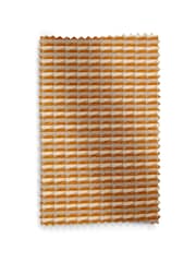 Ochre Yellow Geometric Chenille Eyelet Lined Curtains - Image 5 of 5