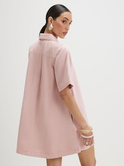 River Island Pink Denim Button Through Mini Dress - Image 4 of 4