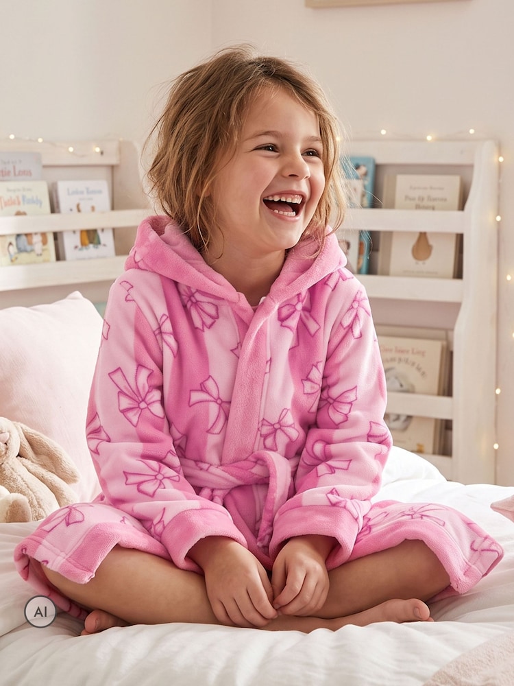 Harry Bear Pink Bows And Stripes Dressing Gown - Image 2 of 10 Harry Bear Pink Bows And Stripes Dressing Gown - Image 2 of 10