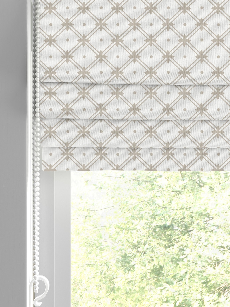 Laura Ashley Dove Grey Wickerwork Made to Measure 100% Cotton Roman Blinds - Image 2 of 6