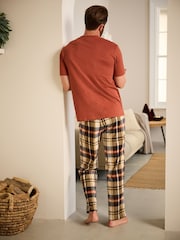 Orange/Neutral Check Motionflex Cosy 100% Cotton Pyjamas Set - Image 2 of 8