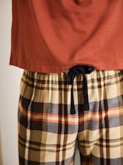 Orange/Neutral Check Motionflex Cosy 100% Cotton Pyjamas Set - Image 4 of 8
