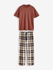 Orange/Neutral Check Motionflex Cosy 100% Cotton Pyjamas Set - Image 6 of 8