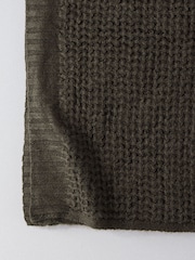 The Set 2 Pack Olive Green Ribbed Waffle Knitted Throws - Image 4 of 4