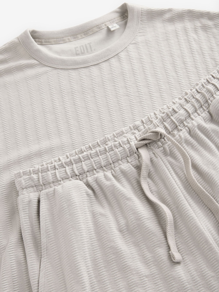 Light Grey EDIT Textured Jersey Short Pyjamas Set - Image 10 of 10