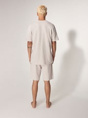 Light Grey EDIT Textured Jersey Short Pyjamas Set - Image 2 of 10