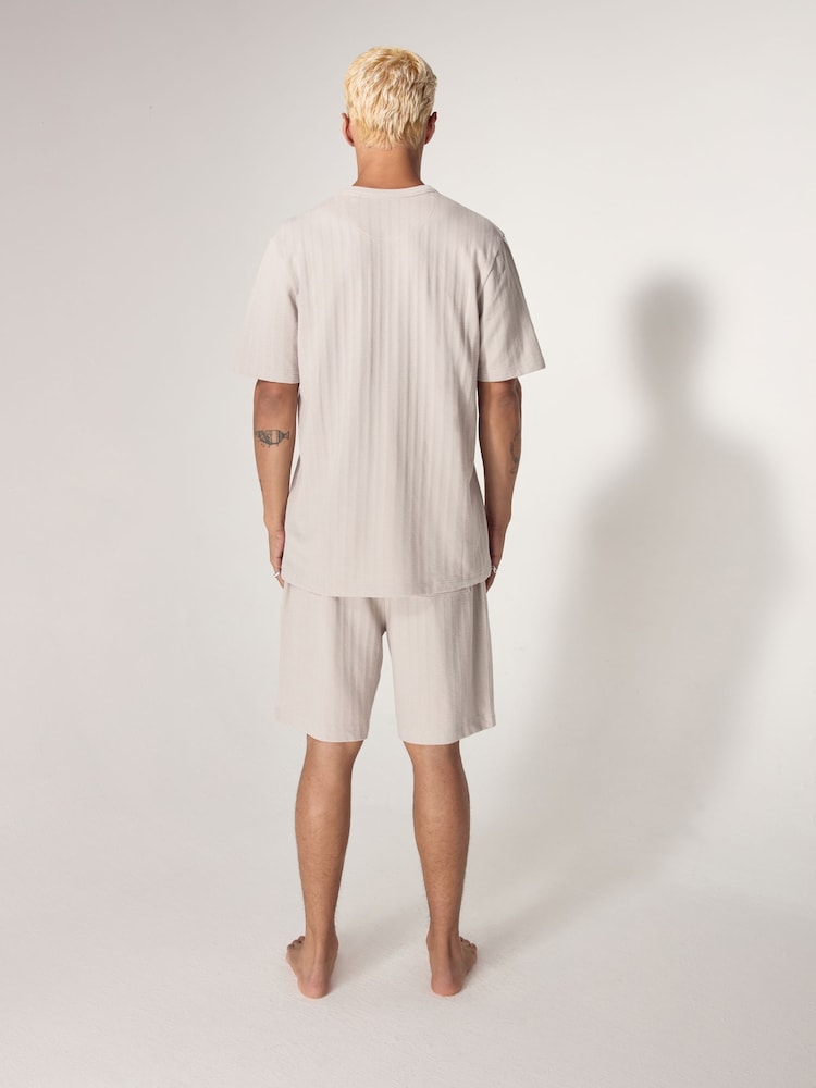 Light Grey EDIT Textured Jersey Short Pyjamas Set - Image 2 of 10