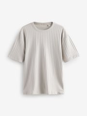 Light Grey EDIT Textured Jersey Short Pyjamas Set - Image 8 of 10