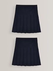 Navy Blue Regular Waist Pleated School Skirts 2 Pack (3-16yrs) - Image 1 of 7
