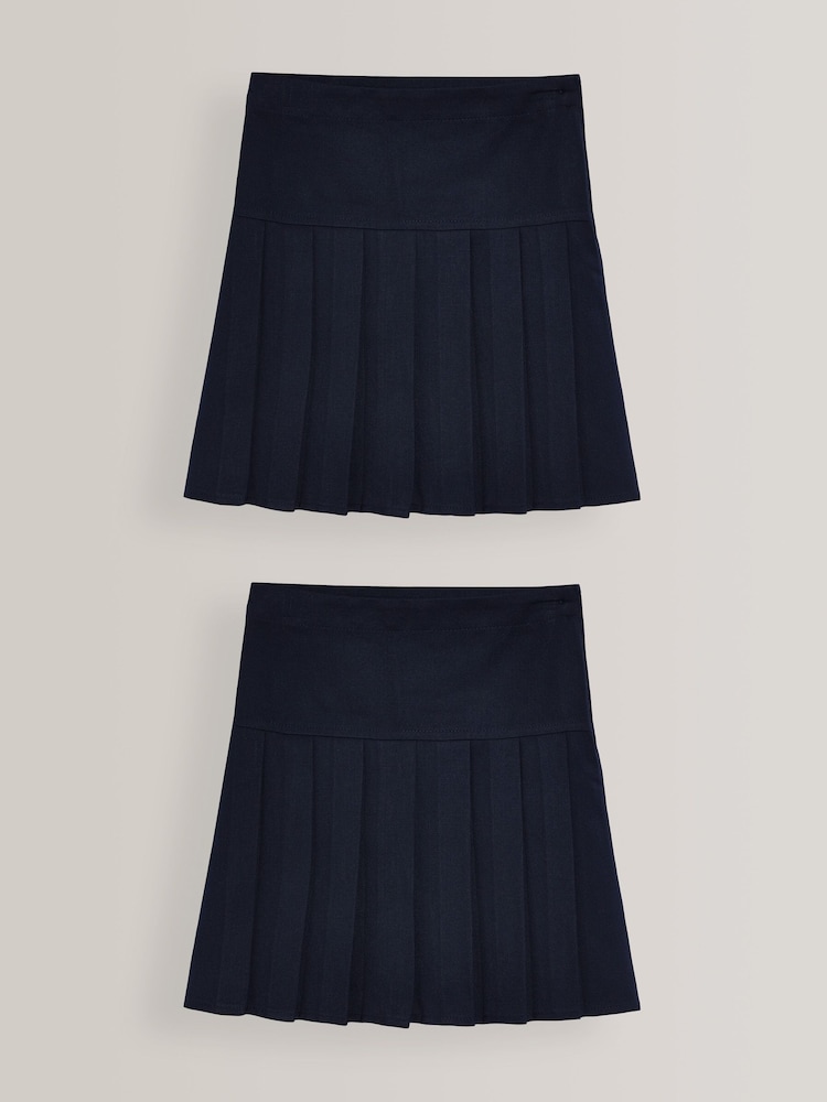 Navy Blue Regular Waist Pleated School Skirts 2 Pack (3-16yrs) - Image 1 of 7