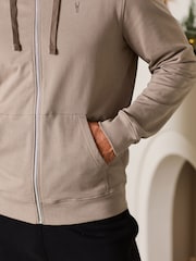 Stone Neutral 100% Cotton Lightweight Zip Up Hoodie - Image 5 of 8