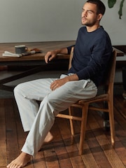 Navy Blue Stripe Woven Sweatshirt Pyjamas Set - Image 1 of 13