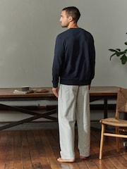 Navy Blue Stripe Woven Sweatshirt Pyjamas Set - Image 3 of 13