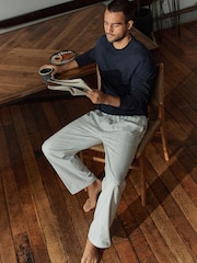 Navy Blue Stripe Woven Sweatshirt Pyjamas Set - Image 4 of 13
