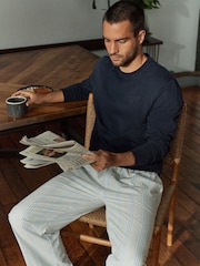 Navy Blue Stripe Woven Sweatshirt Pyjamas Set - Image 5 of 13