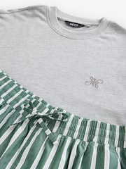 Grey/Green Stripe Woven Sweatshirt Pyjamas Set - Image 8 of 9