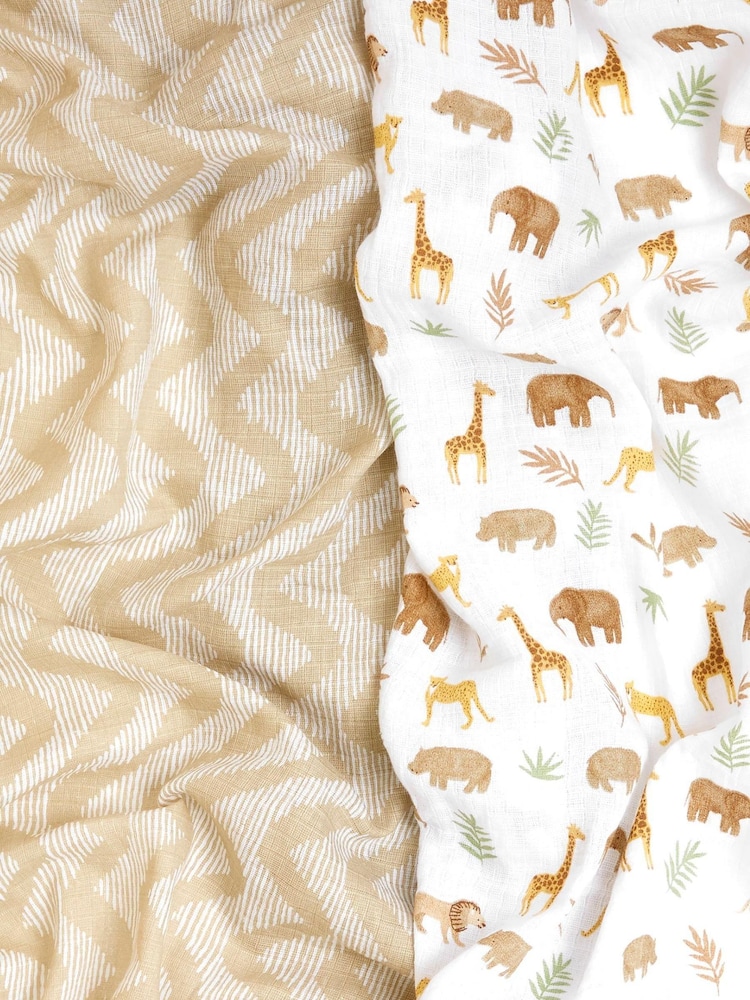 aden + anais Animal Print Essentials Tanzania 100% Cotton Muslin Blankets 2 Pack - Image 3 of 4
