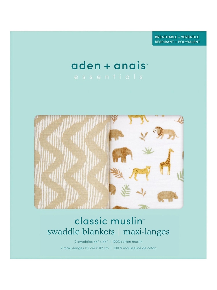 Pack de 2 mantas básicas de muselina de algodón 100 % Tanzania de aden + anais - Imagen 4 de 4