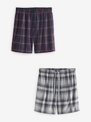 Grey/ Red Motionflex Cosy Pyjama Shorts 2 Pack - Image 1 of 12