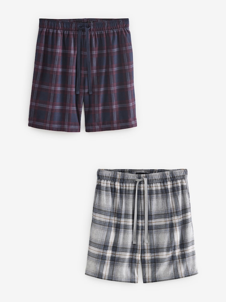 Grey/ Red Motionflex Cosy Pyjama Shorts 2 Pack - Image 1 of 12