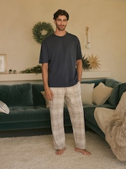 Blue/Grey Check Cosy Brushed Pyjamas Set - Image 2 of 11