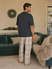 Blue/Grey Check Cosy Brushed Pyjamas Set - Image 3 of 11