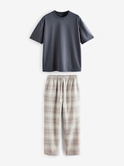 Blue/Grey Check Cosy Brushed Pyjamas Set - Image 7 of 11