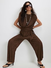 River Island Brown Printed Jacquard Balloon Trousers - Image 1 of 4