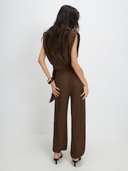 River Island Brown Printed Jacquard Balloon Trousers - Image 3 of 4