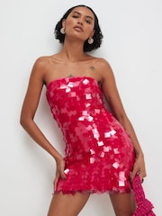 River Island Pink Bandeau Sequin Mini Dress - Image 3 of 4