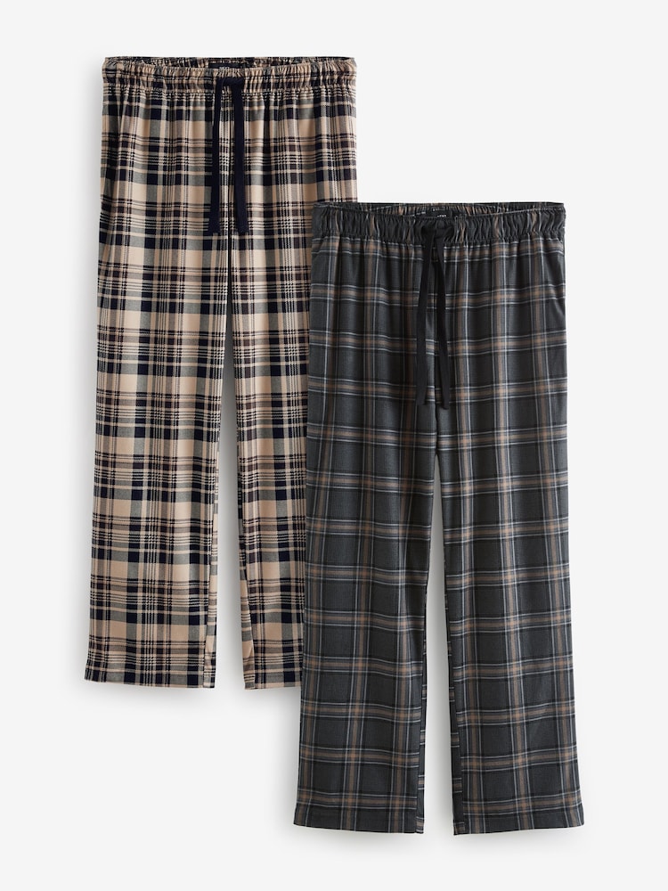 Black/Stone Check Motionflex Cosy Pyjama Bottoms 2 Pack - Image 1 of 11